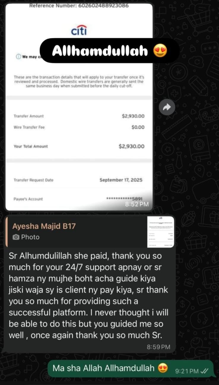 Participant payment and review screenshot